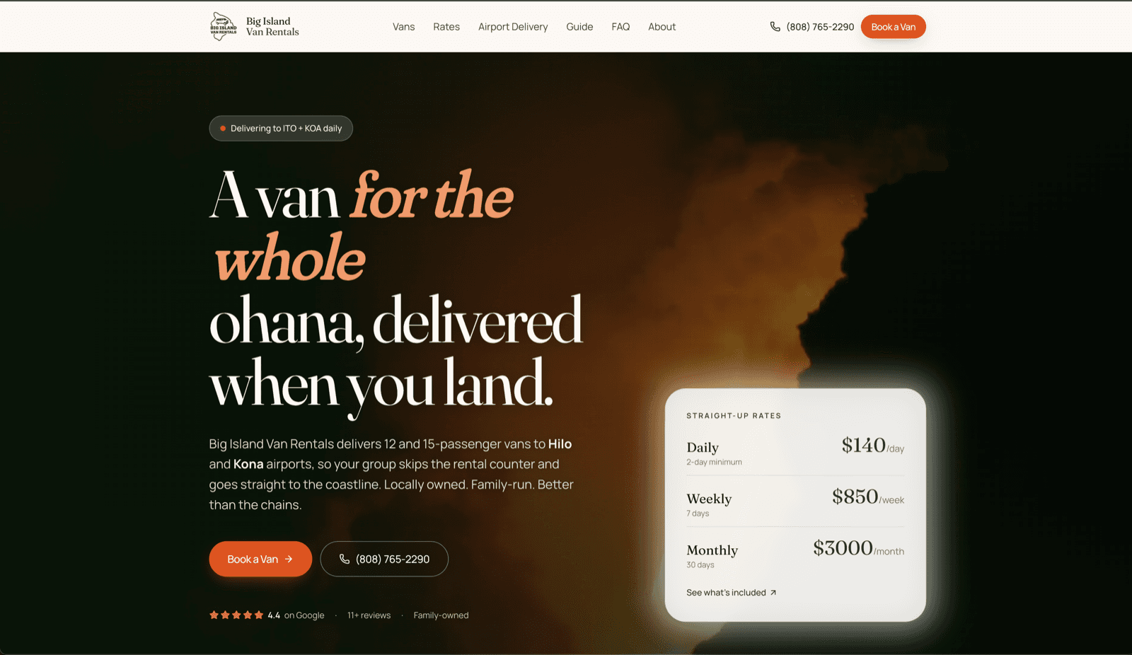 Big Island Van Rentals built by Ascend Creative