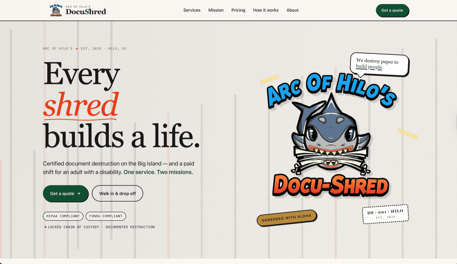 DocuShred HI built by Ascend Creative