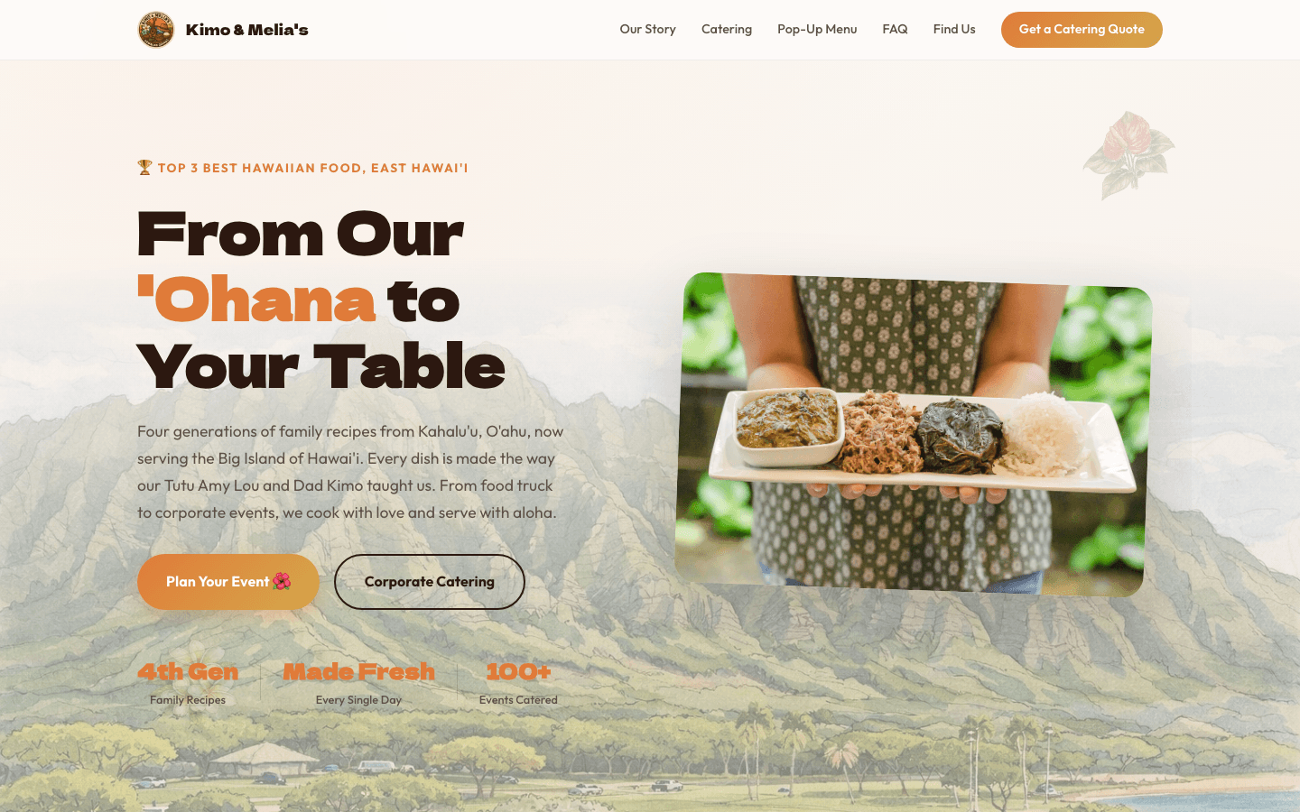 Kimo and Melia's Hawaiian Grindz built by Ascend Creative