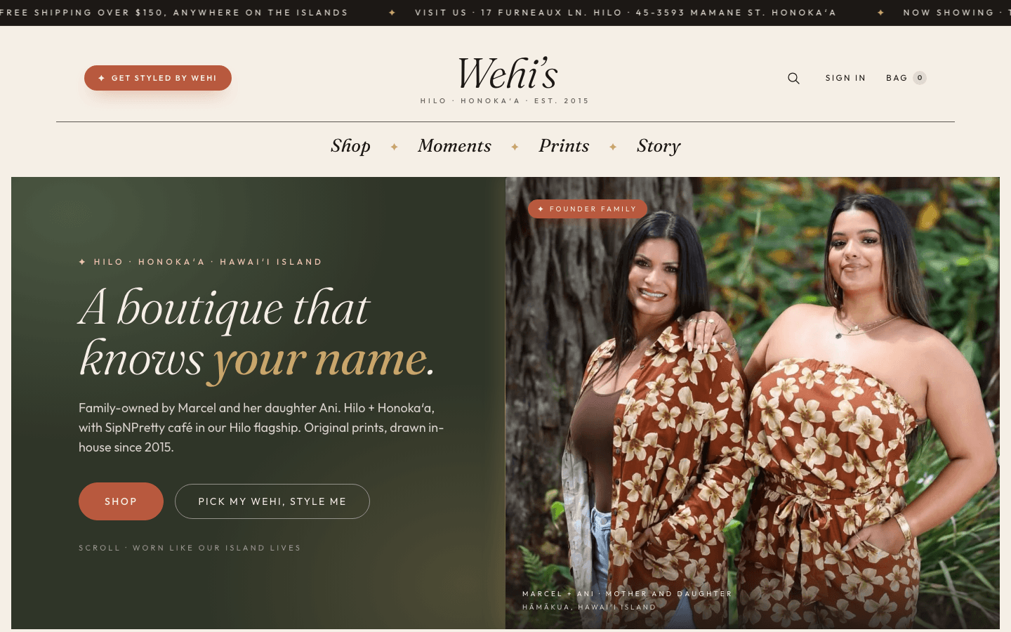 Wehi's Boutique built by Ascend Creative