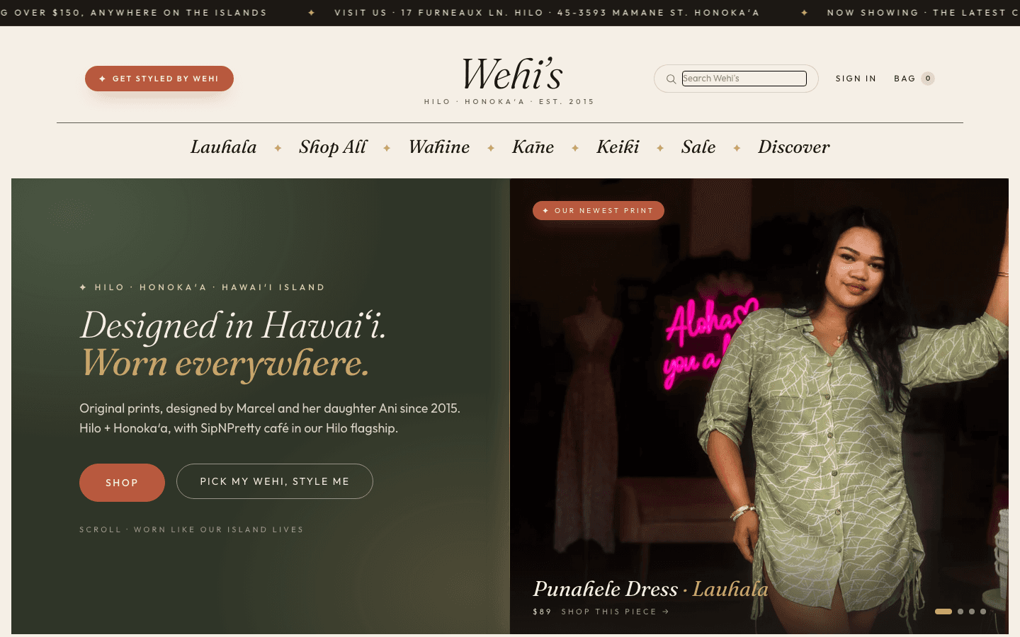 Wehi's Boutique built by Ascend Creative